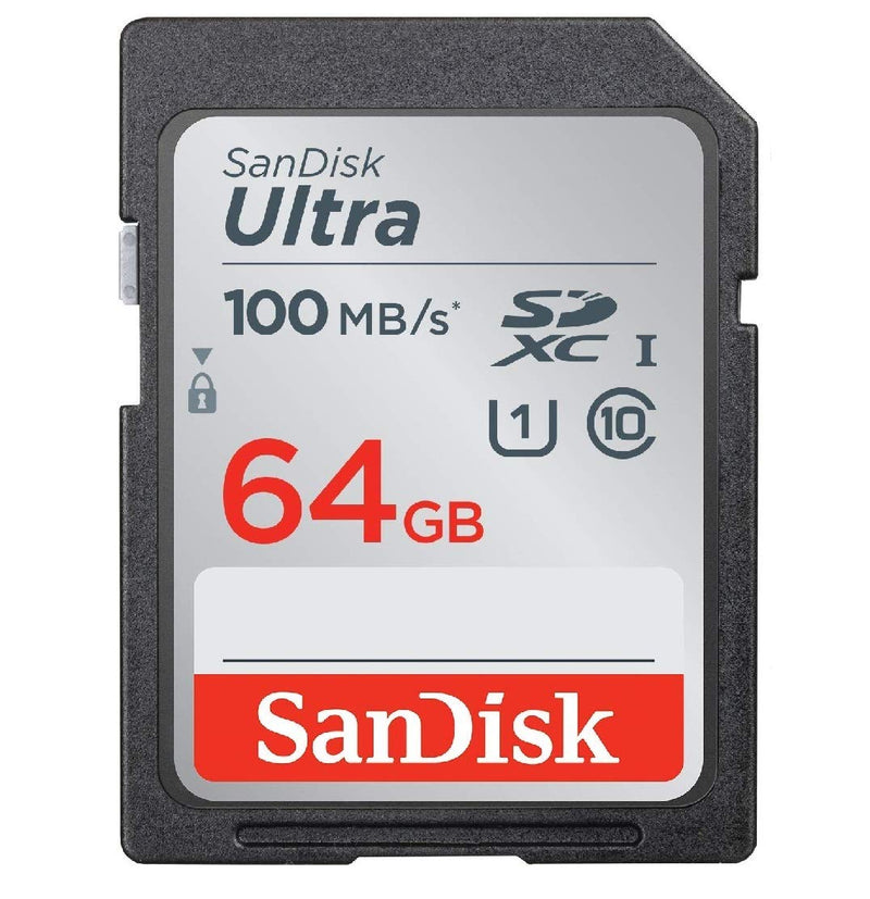 SanDisk 64GB SD Ultra Memory Card SDXC for Sony Cybershot Black/Silver 20.1 MP, DSCW800 Digital Camera (SDSDUNR-064G-GN6IN) Bundle with (1) Everything But Stromboli Memory Card Reader