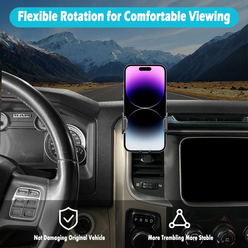 Car Phone Holder Fits for Dodge Ram 1500 2500 3500 2013-2018 Accessories,Thick Cases Friendly,Cell Phone Mount for 4.7-7 in Phones,360 Degree Rotation,Easy to Install