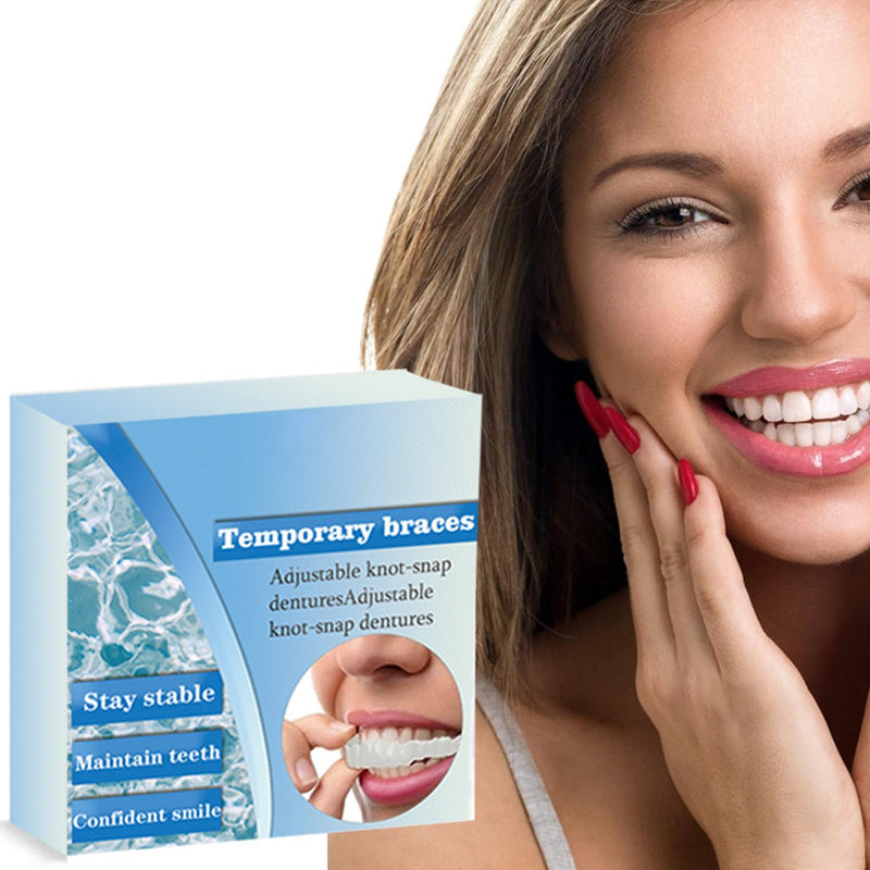 Adjustable Snap-On Denture - Temporary Mouth Guard, False Artificial Temporary Teeth Braces, Snap On Veneers for Men Women False Teeth, Silicone Non-porous Hood