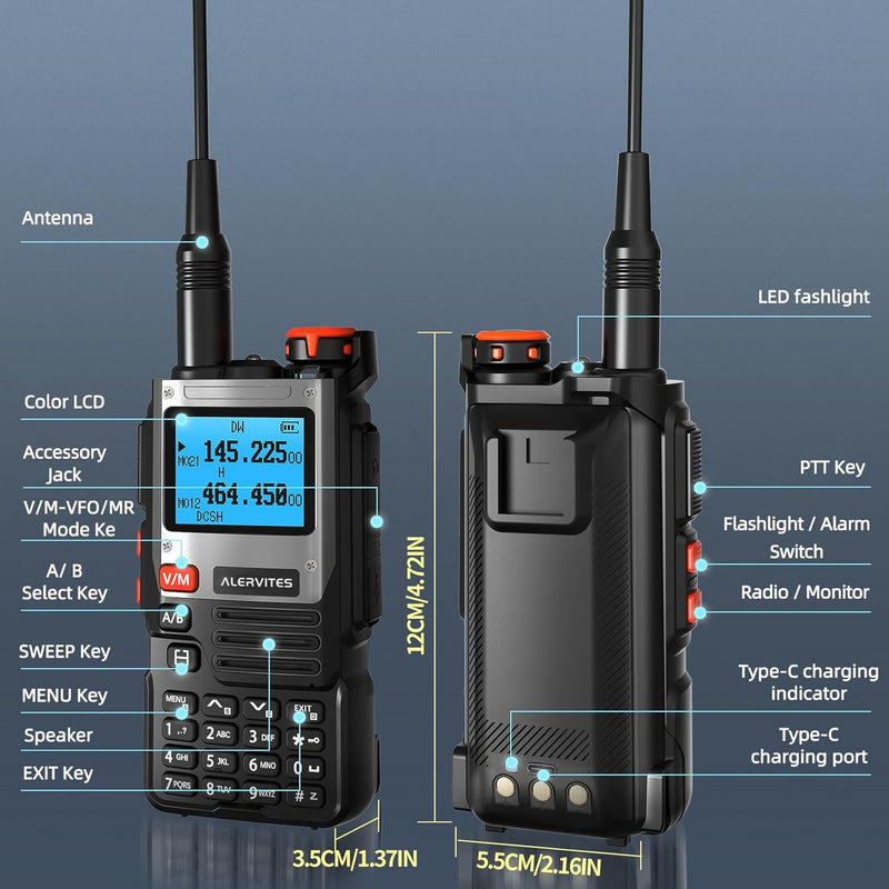 BaoFeng Radio Ham Radio Handheld K61 8W Rechargeable Walkie Talkies 2600mAh NOAA Weather Receiver 999CH Two Way Radio 2 Way Radio Long Range with Earpiece,USB-C Charger for Hunting Camping
