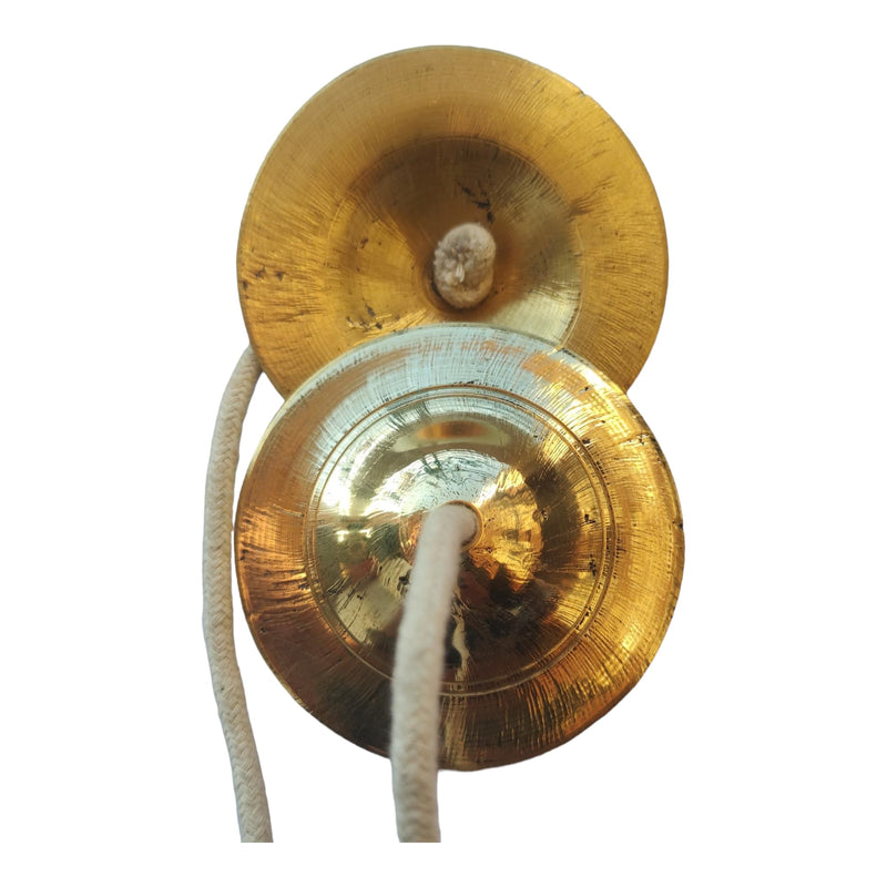 Manjeera Manjira (4 x 4 inch Dia 333 gram) Brass Manjeera Hand Cymbal Finger Cymbal for Puja