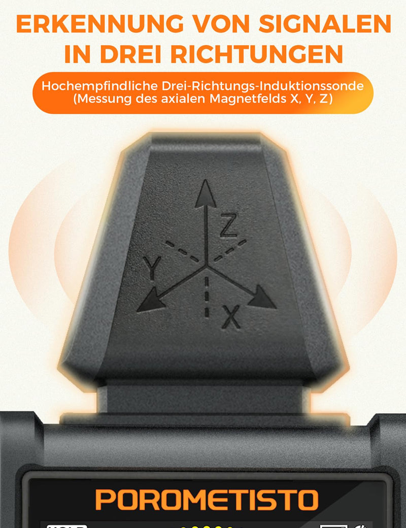 5-in-1 EMF Meter ET01PRO, Simultaneous Display of EF/MF/RF/TEM/HUM, Electrosmog Meter with Maximum, Minimum Value Display and Data Storage, Suitable for Office, Home and Ghost Hunting