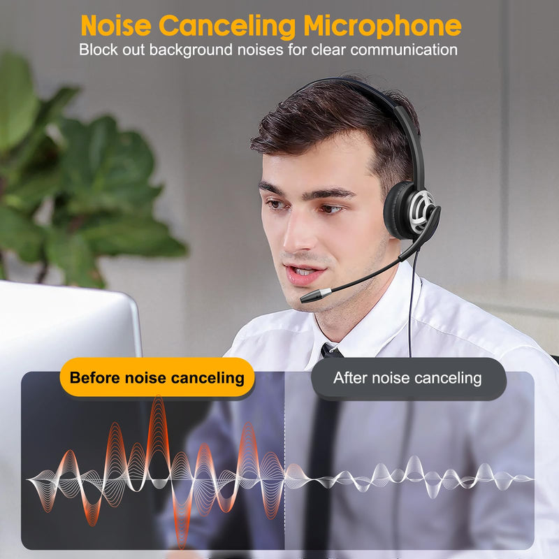 MAIRDI USB Headset with Microphone for PC, Computer Headset with Mic Noise Canceling for Laptop Teams Zoom Office Call Center Voip Telephone Calls, Dictation Headset for Dragon Naturelly Speaking Monaural