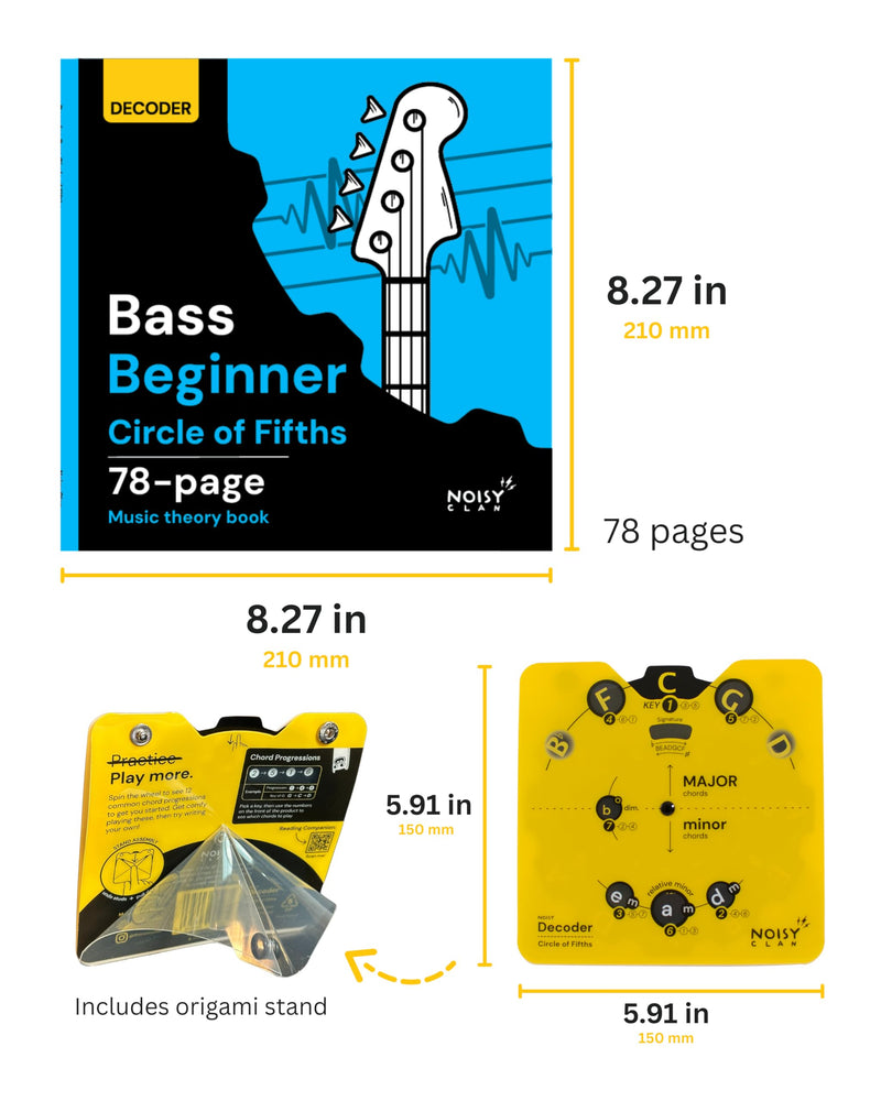 Bass Circle of Fifths Decoder Wheel + 78-Page Music Theory & Songwriting Guide – Color-Coded Bass Guitar Learning Tool for Chords, Keys, Scales & Progressions – Built Practice, Lessons & Gigs Bass Book