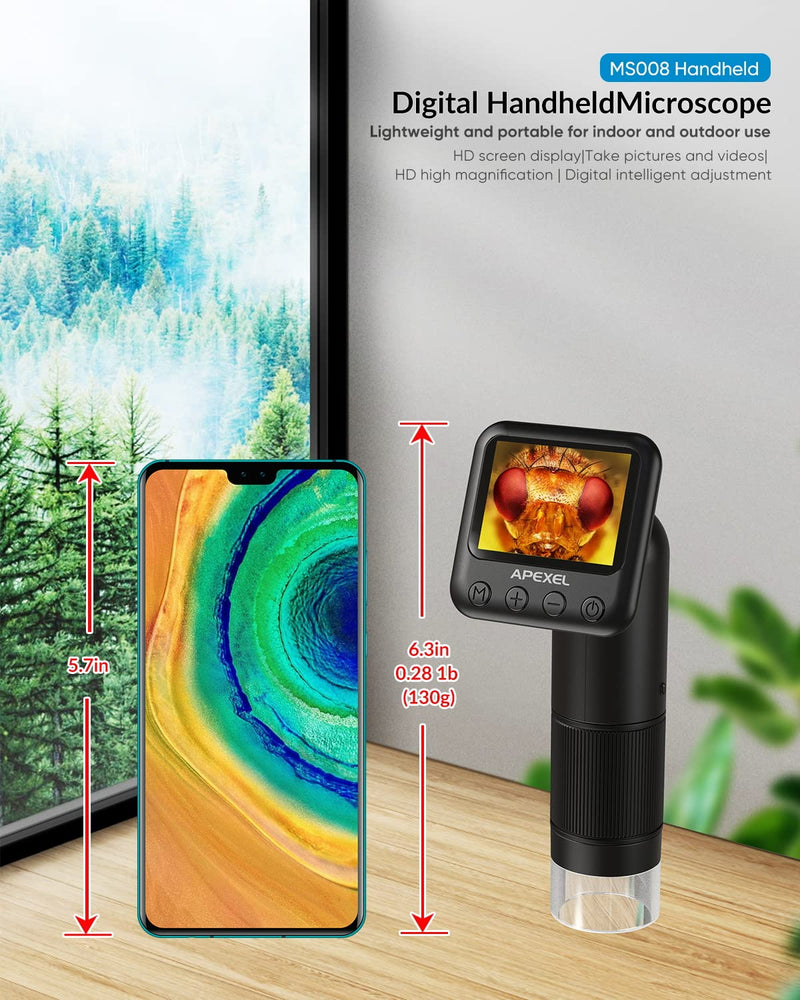 [AUSTRALIA] - 800X HD Handheld Digital Microscope for Adults, with 2" LCD Screen Pocket Microscope for Kids, USB Lab Handheld Digital Microscopes Equipment, with 32GB SD Card Black 