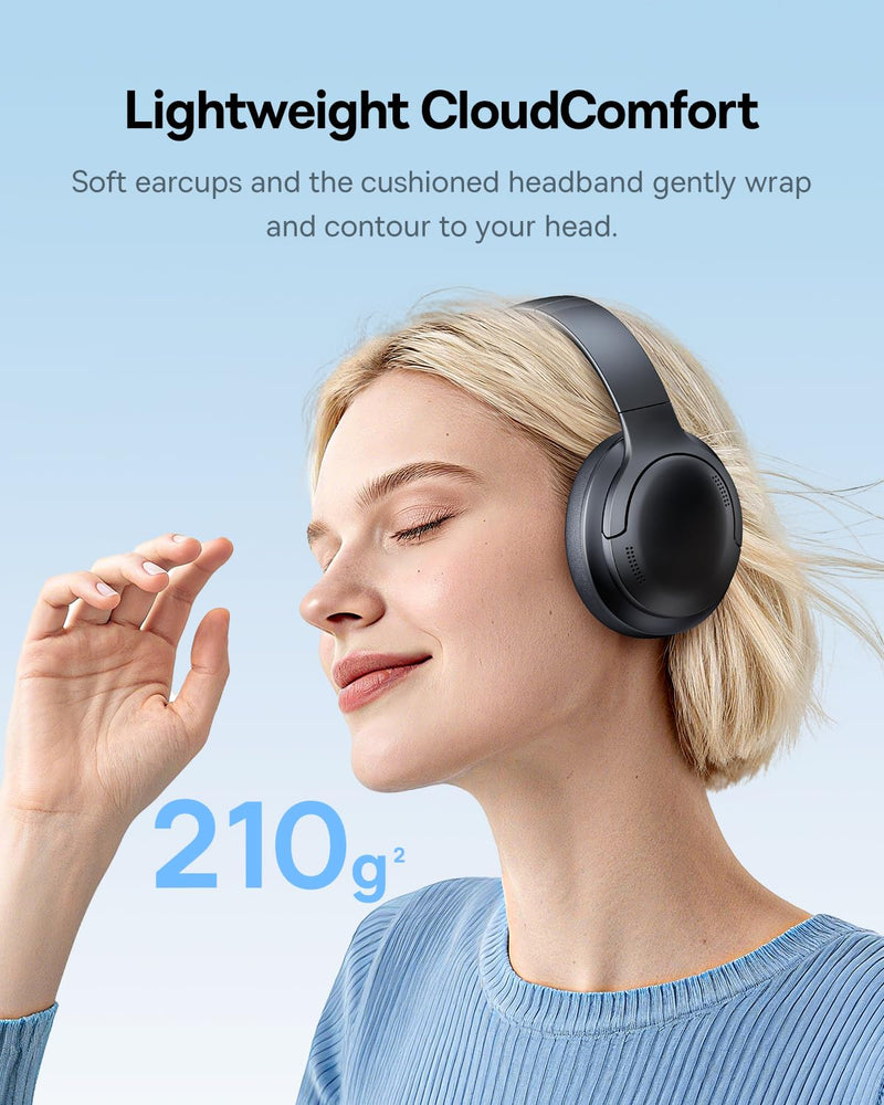 Baseus Bass BH1 Lite Bluetooth Headphones Over Ear, SuperBass, 80H Playtime,AI ENC Clear Calls, Comfortable Fit, Smart App Control, Bluetooth 6.0, Foldable Lightwight Headset for Travel -Cosmic Black