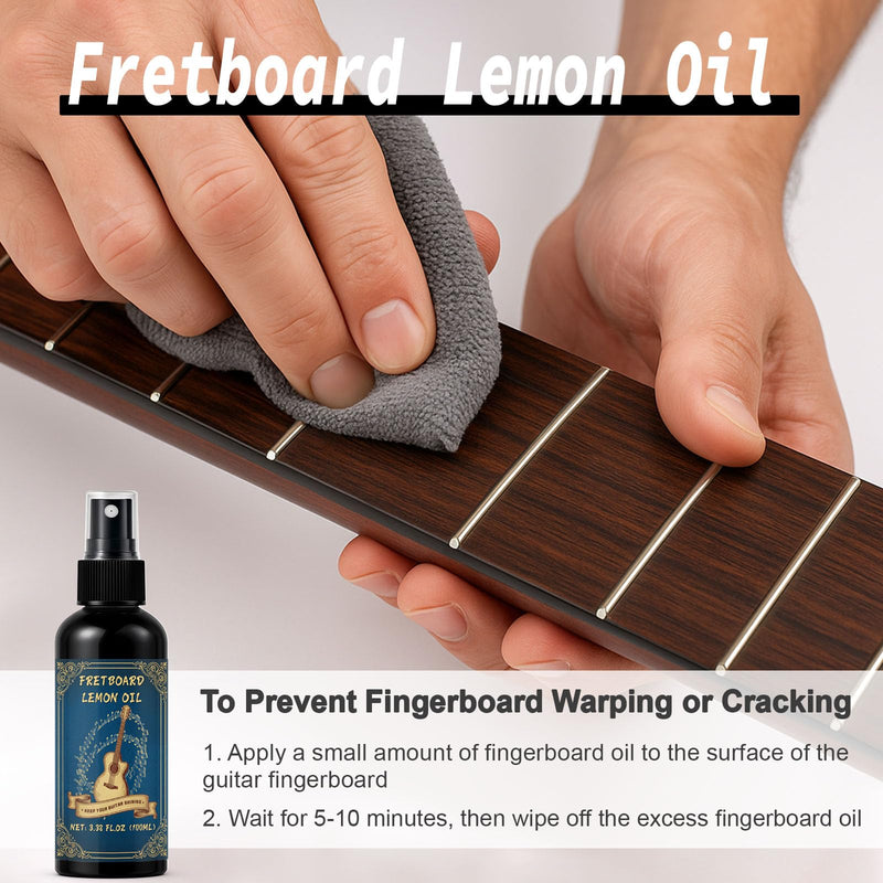 [AUSTRALIA] - 9pcs Guitar Cleaning Kit with Fret Polish, Guitar Cleaner Prevents Wear, Fading, and Cracking, While Keeping Your Instrument in Its Best Appearance and Sound Quality at All Times 
