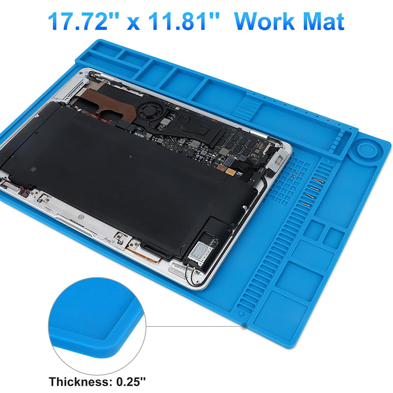 STREBITO Silicone Soldering Mat Electronics Mat, Solder Pad Heat Resistant 932°F, Magnetic Work Mat Silicone Repair Mat for Soldering, Computer, Laptop, Cell Phone, RC, Watch, Gun, Size 17.7" x 11.8" S-450