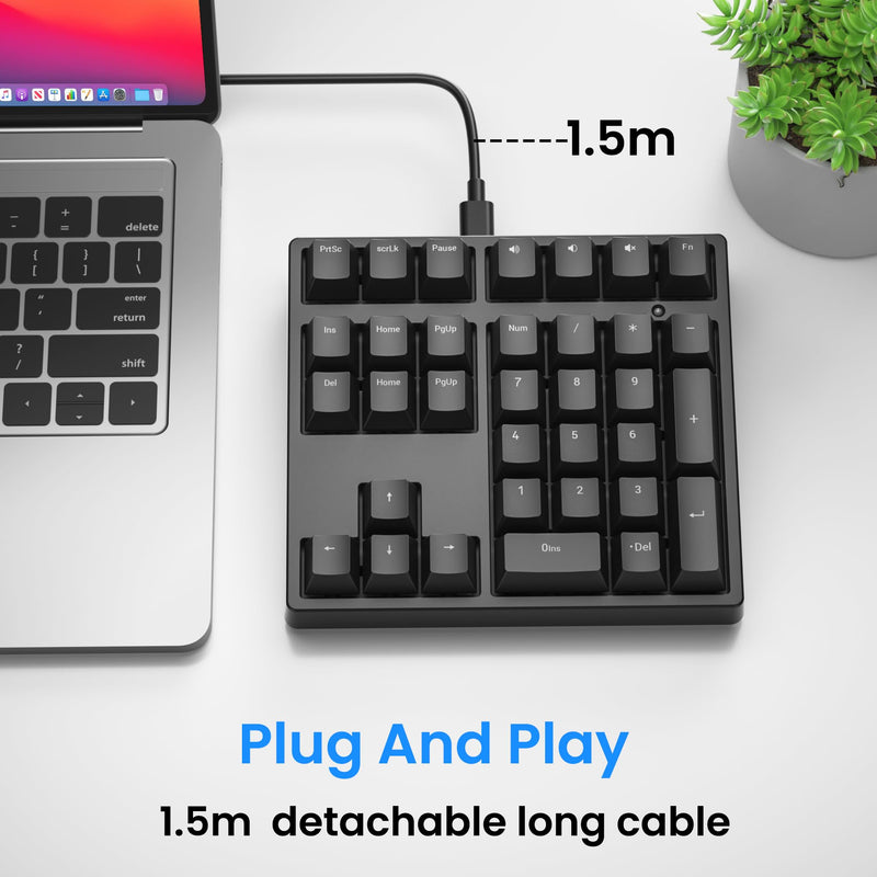 Gurjot Mechanical USB Wired Numeric Keypad, Black | Color Backlit, 21 Key Numpad, For Laptop Desktop Computer PC