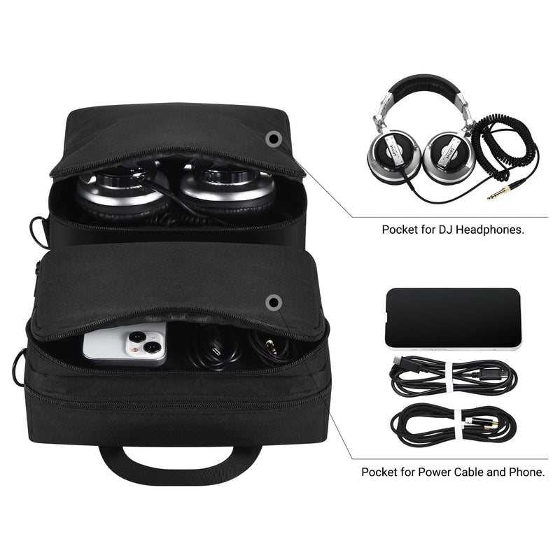Suitable for AlphaTheta DDJ-FLX2, Pioneer DDJ-200/WeG04, Hercules Inpulse 200/MK2 and other models of disc players, portable adjustable shoulder strap must travel large capacity storage bag