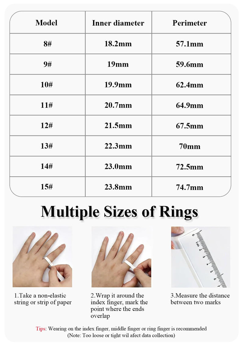 Smart Ring with LED Display，Fitness Tracker Ring, IP68 Waterproof Health Tracker Ring, Blood Oxygen & Heart Rate Monitor, Long Lasting Battery Sleep Ring for Women & Men Black 13