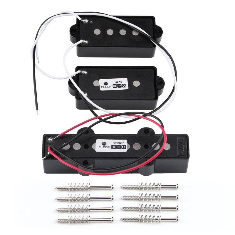 FLEOR Alnico 5 PJ Bass Pickups Neck Bridge Pickups Set for 4-String PB JB Bass Electric Bass PJ Pickups Set