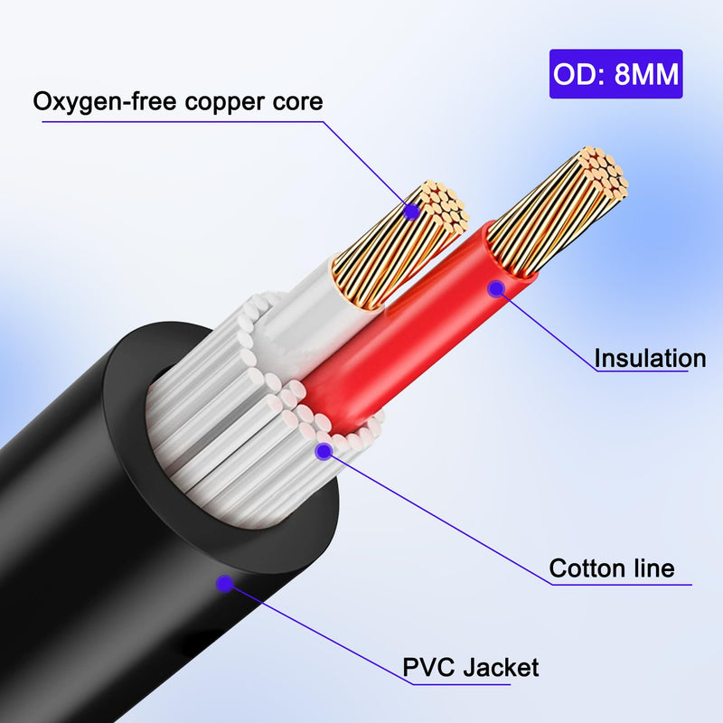 MEIRIYFA Professional Speakon to 1/4" Speaker Cables,Speakon Male to 1/4 Inch Female Audio Amplifier Speaker Cable with Twist Lock for DJ/PA Speaker Cord - 0.54m 6.35 Female