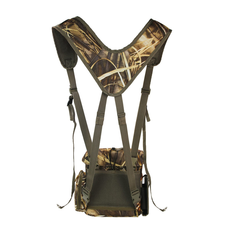 Binocular Harness, Bino Harness Chest Pack with Rangefinder Pouch, Bino Straps Secure Your Binoculars, Holds rangefinders, Phones, Bullets etc, for Bird Watching, Hunting, Travel, Sports Yellow Camo