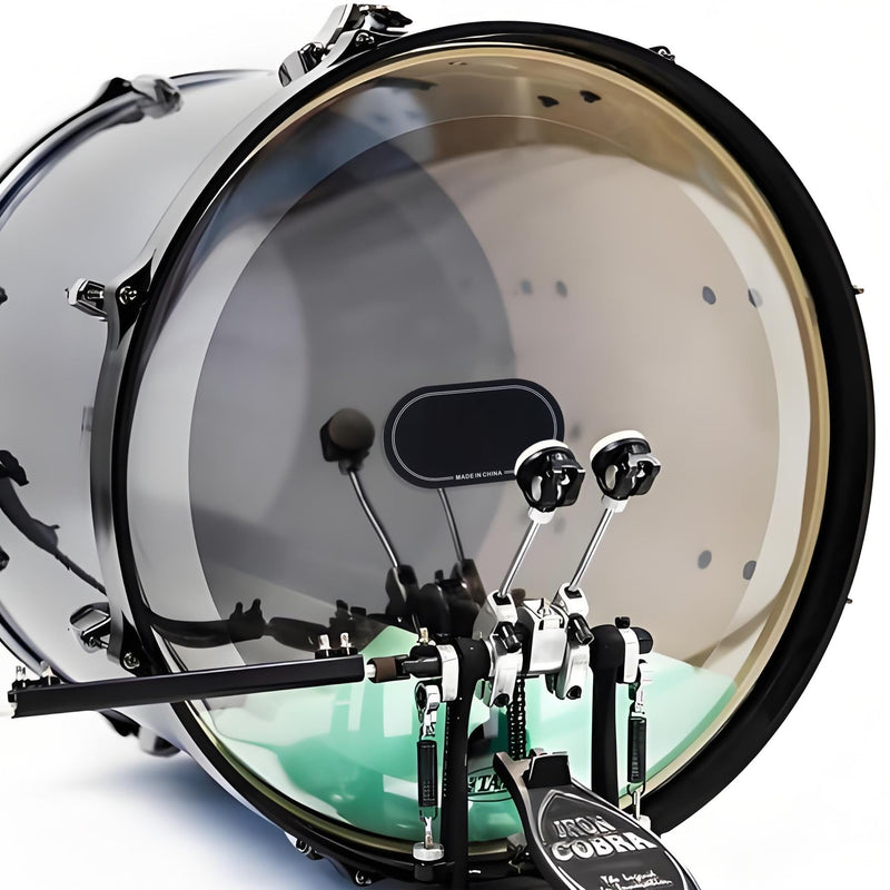 [AUSTRALIA] - Rockhouse 4Pcs Bass Drum Double Pedal Patch, Self-Adhesive Drumhead Protector Stickers Mute Pad for Kick Drum Percussion Accessories (Black+Wihte) 