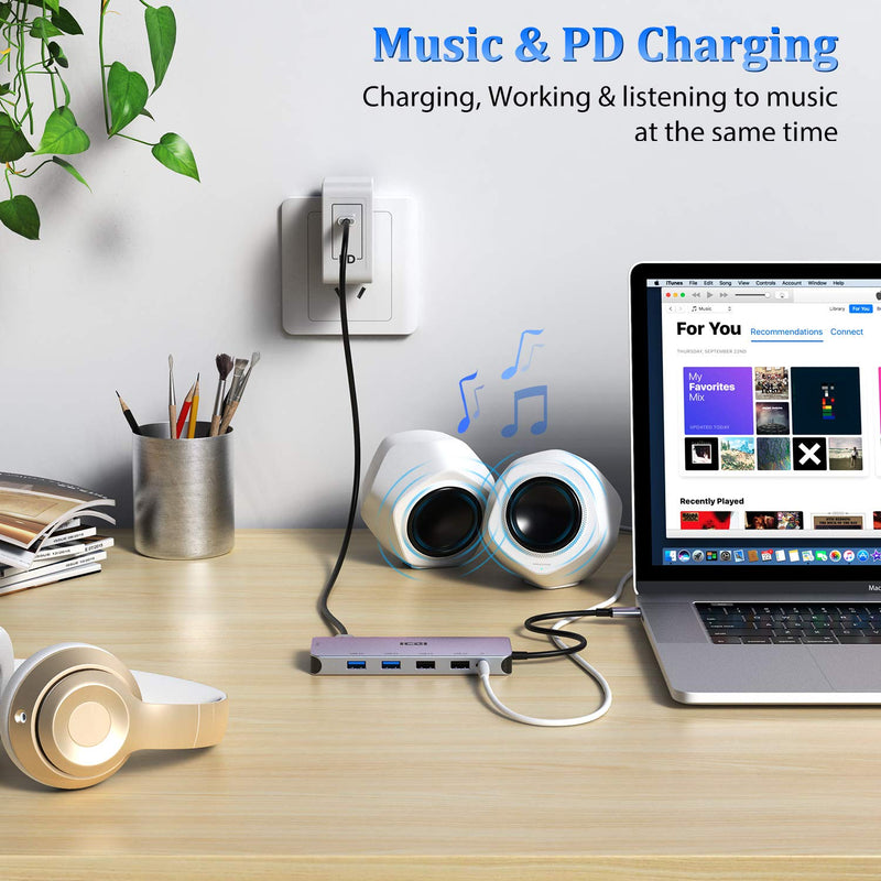 USB C Hub ,Type C Hub ,ICZI 11 in 1 Adapter with Ethernet ,4K USB C to HDMI,VGA, 2 USB 3.0 2 USB 2.0, SD/TF Card Reader,Mic/Audio,USB C Pd 3.0, Compatible for Mac Pro and Other Type C Laptops