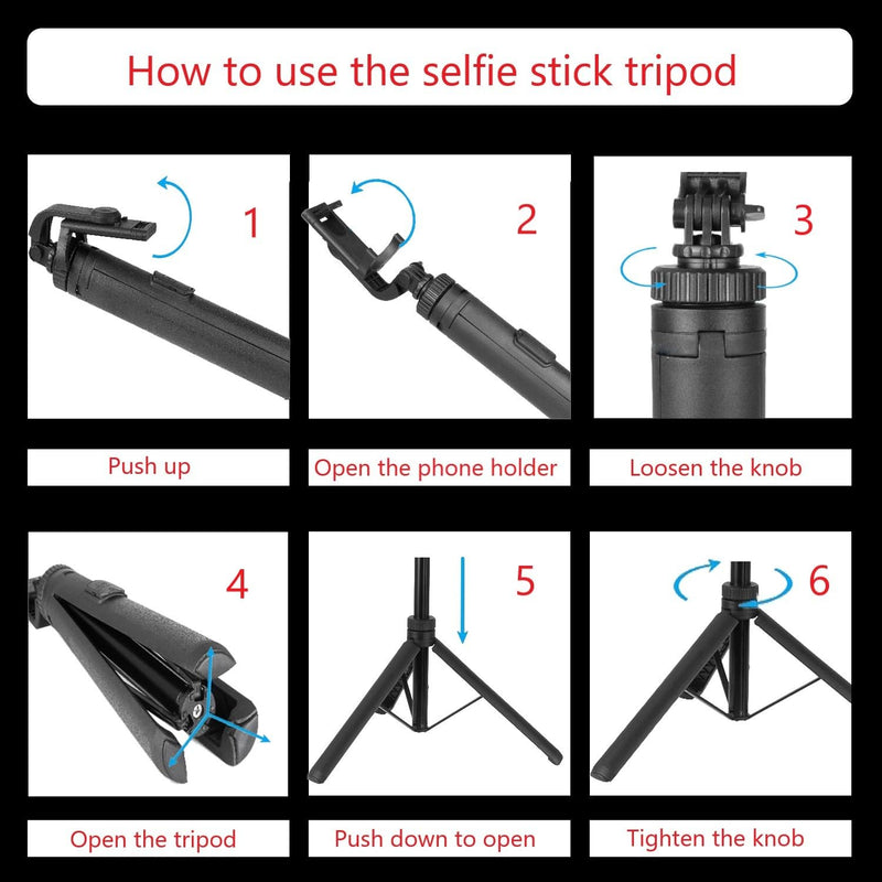 66" Selfie Stick Tripod for Cell Phone & Camera, All in 1 Expandable Phone Tripod with Remote Control and Rotate Phone Holder, Portable Tripod for iPhone/Goproo and Cameras.(black) black