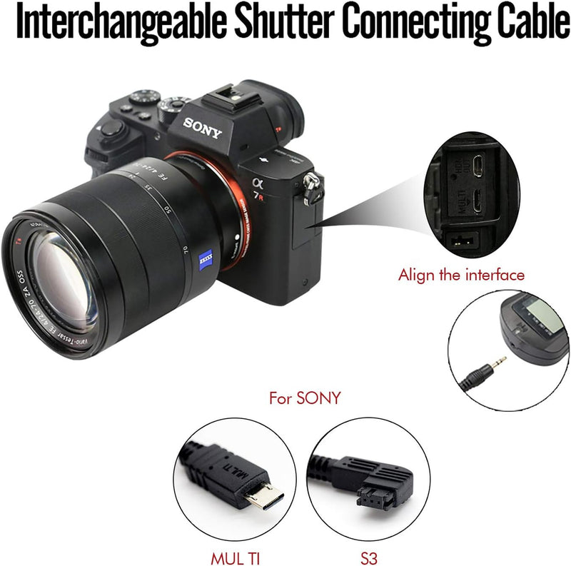 [AUSTRALIA] - Sony Intervalometer Wired Remote Controller LCD Timer Shutter Release for Sony A6000 A5100 A5000 A6500 A6400 A6300 A7 A7 II A7 III A7R A7R II A7R III A7S A7S II A9 RX100 VI V VA IV III RX10 IV etc Wired Shutter Release 