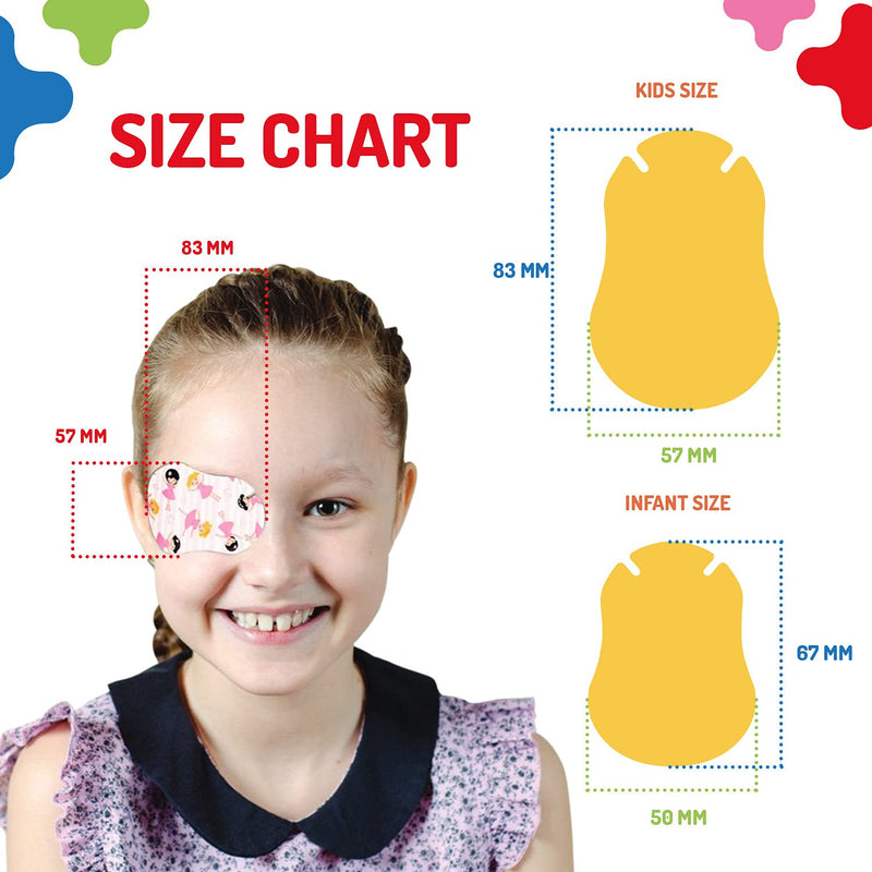Opthopatch Kids Eye Patches - Fun Girls Design [Series II] - 90 + 10 Bonus Latex Free Hypoallergenic Cotton Adhesive Bandages for Amblyopia and Cross Eye - 3 Reward Chart Posters by Defined Vision