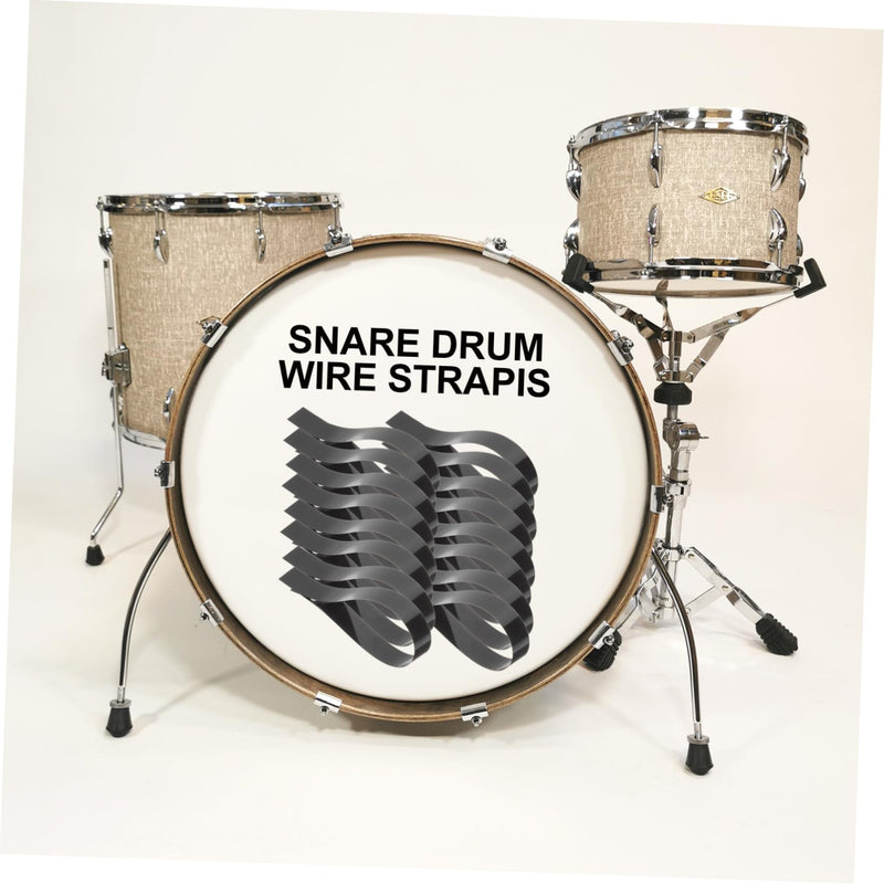 Snare Straps 20pcs Snare Drum Accessories Drum Wire Mounting Strap Snare Wire Drum Wire Mounting Tools Drum Wire Installation Strap Parts for Drum Snare Pad Springs Drum Kit Pet 25.00X1.40X0.10CM Black