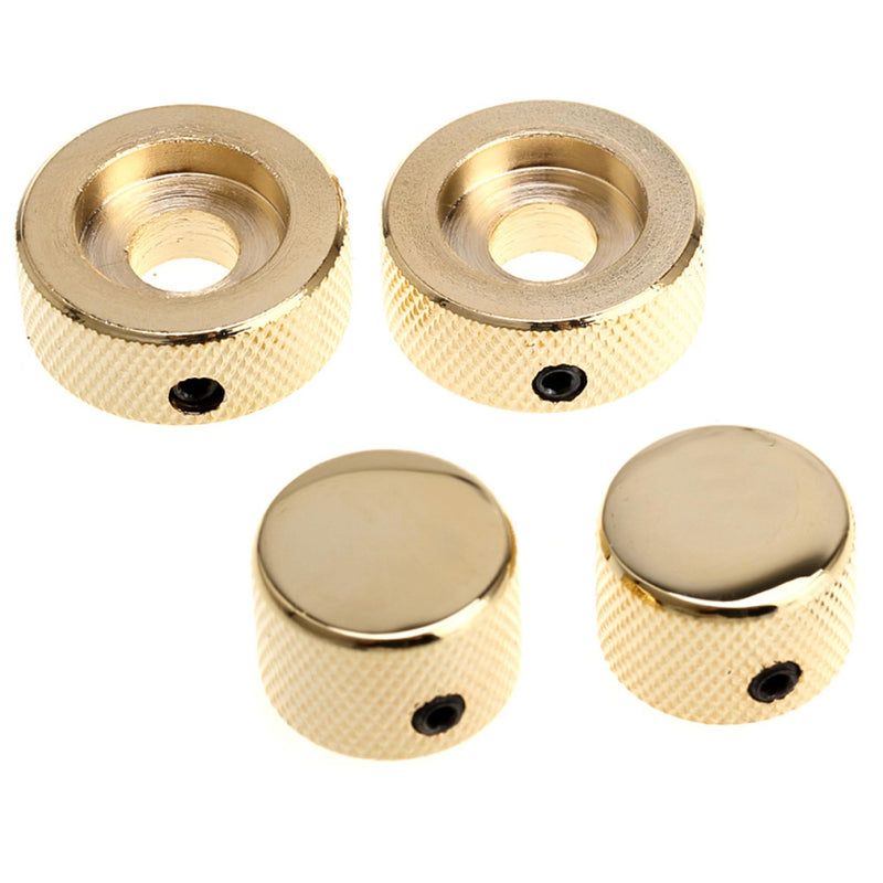 Musiclily Pro Universal Metal Dual Concentric Stacked Control Knobs for Electric Guitar and Bass, Gold (Set of 2)