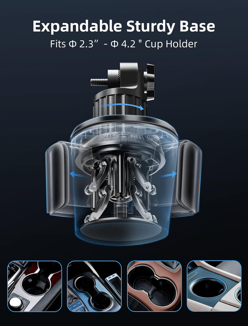 Car Phone Mount Pro Ver [Adjustable Height & No Shaking] Cup Phone Holder for Car Compatible with iPhone 17 Pro Max and More Smartphone - Black | Adjustable Height & No Shaking, Cup Phone Holder for Car, Compatible with iPhone 17 Pro Max and More Smart...