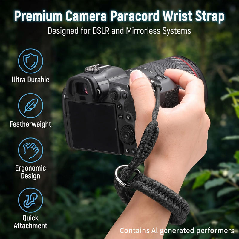 Camera Wrist Strap with 3 Secure Connectors | Camera Strap Wrist for Digital Mirrorless Cameras