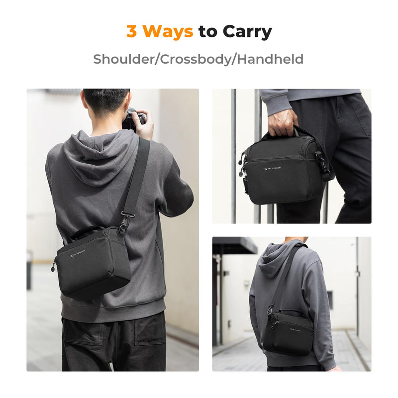 K&F Concept Camera Sling Bag Small Crossbody Camera Case DSLR/SLR/Cute Compact Shoulder Photography Bags for Photographers Black