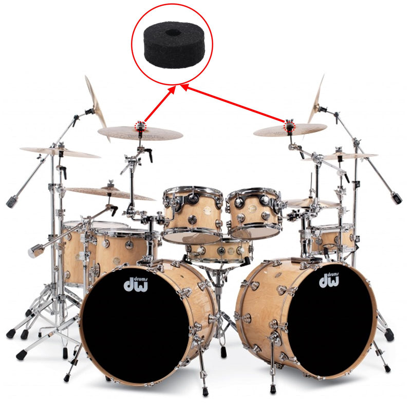 Pack of 10 Round Soft Black Cymbal Stand Felt Washer, Drum Felts Replacement, Enhance Your Drum Kit Sound and Protect Your Cymbals