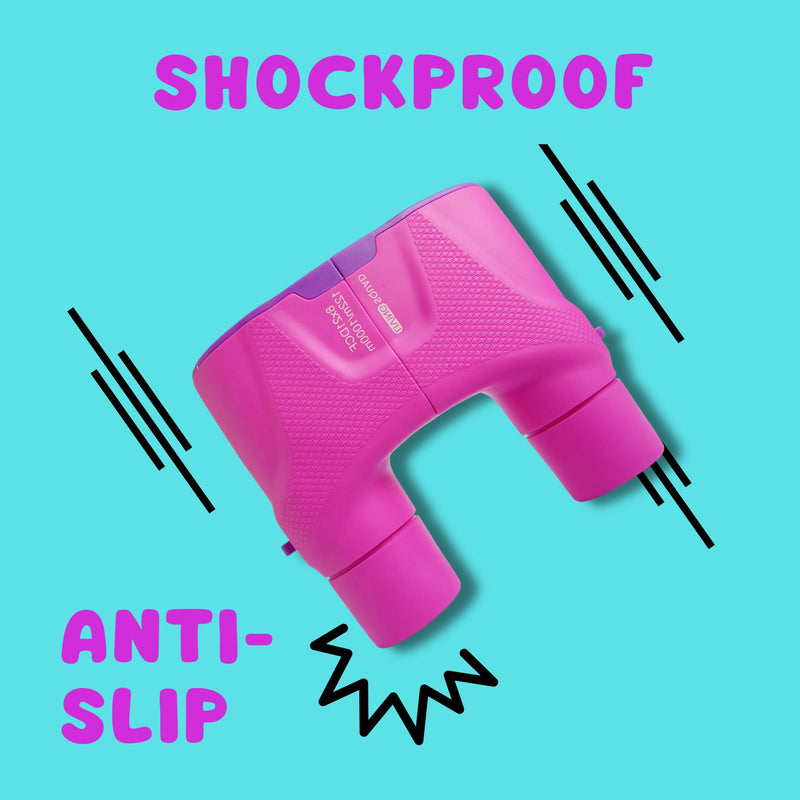 Kids Binoculars 8x21 Focus-Free Pink – Shockproof Outdoor Adventure Gear for Girls & Boys Ages 3-12 – No-Adjustment Point & Look Design, Real 8X Magnification STEM Toy for Bird Watching, Hiking Pink/Purple