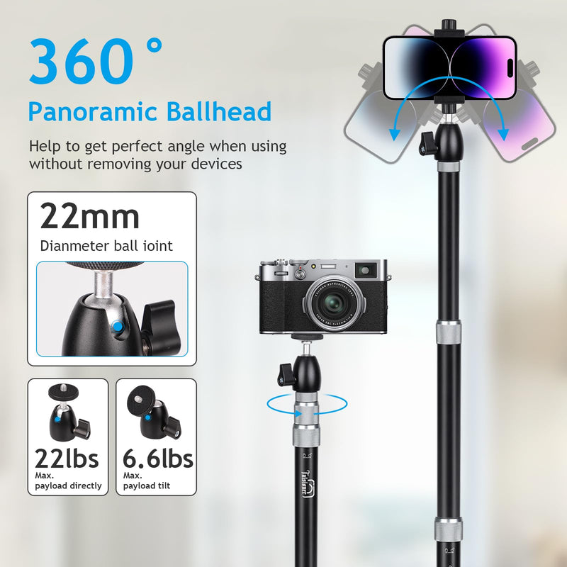 Taisioner Camera Desk Mount with 360° Ball Head, 15.7"-35.4" Adjustable Aluminum Alloy Stand - 6.6LBS Load C Clamp for DSLR, Ring Light, Live Streaming, Photo/Video Shooting