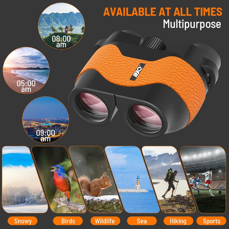 Binoculars for Kids,15X36 Compact Binocular for Adults,BAK4 Prism FMC Lens,IPX7 Waterproof Binoculars for Bird Watching,Easy Focus Binoculars Outdoor Sport,Hunting,Theater and Concerts(Orange) ORANGE