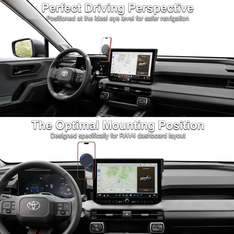 2026 RAV4 Car Phone Holder for Toyota RAV4 12.9-inch Touchscreen (XSE/Limited), 360° Rotation Phone Mount Compatible with MagSafe, No Vent Blocking, Exclusive Custom Fit for Toyota RAV4 Accessories for 2026 RAV4 12.9-Inch Magnetic