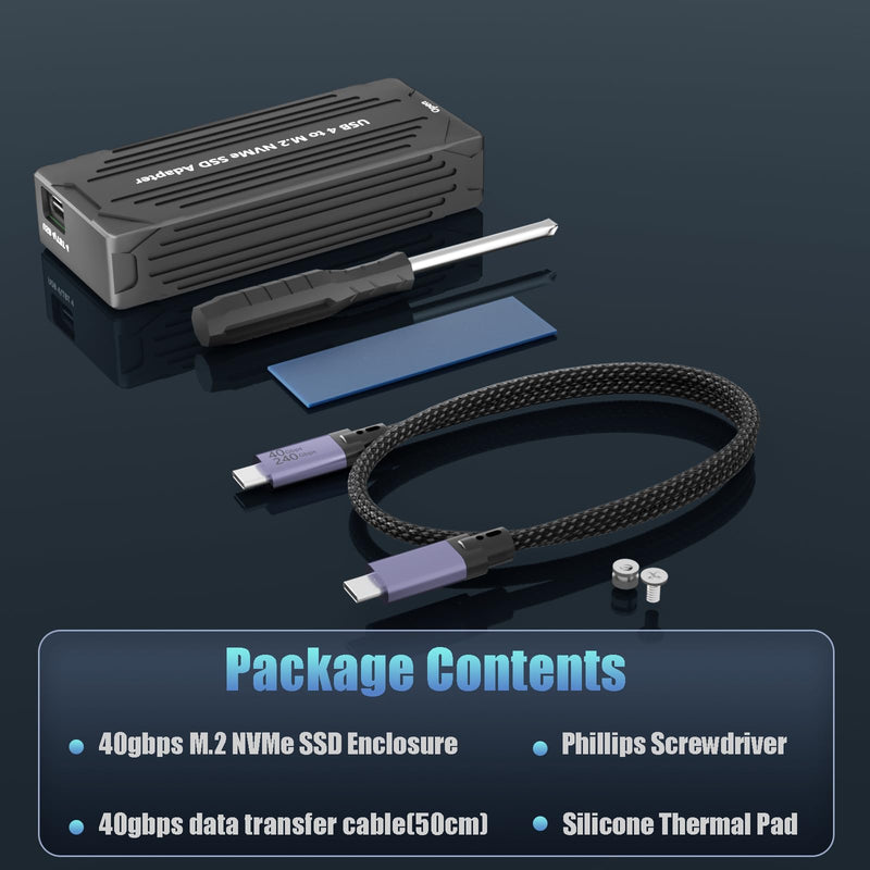 GLOTRENDS ST5115 40Gbps USB4 M.2 NVMe SSD Enclosure for 2280/2230 M.2 NVMe SSD, ASM2464 Controller, Compatible with Thunderbolt 4/3/USB4/USB C