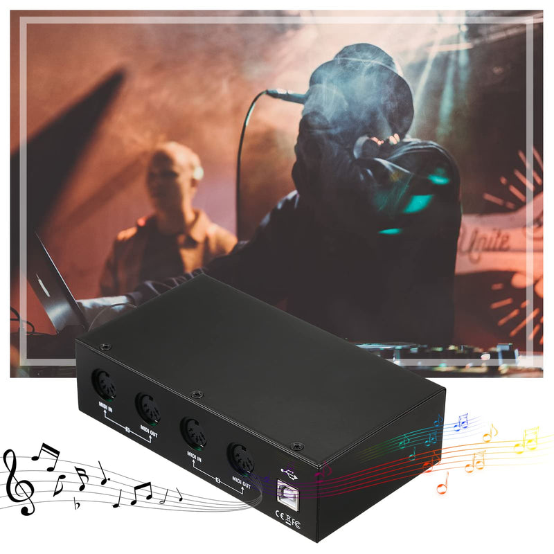 MIDI Interface USB MIDI Interface MIDI Box 4X4 devices for music 4 IN /4 Out 64 MIDI Channels 4i/4o + Merge 2i4o Black