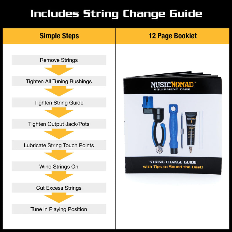 MusicNomad 6 pc. Guitar String Change Tool Kit with Winder, Cutter, Puller, Tune-It, Hex Wrench & Screwdriver (MN218)