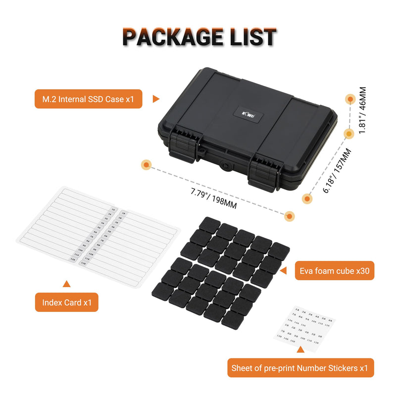 High Capacity 24 Slots M.2 2280 2260 2242 2240 2230 Case, Sturdy M.2 NVMe SSD Card Case with Label & Notepaper, Water-Resistant & Shockproof M.2 2280 SSD Holder Vertical Style M.2 Drive Organizer Box for 24 M.2 SSDs