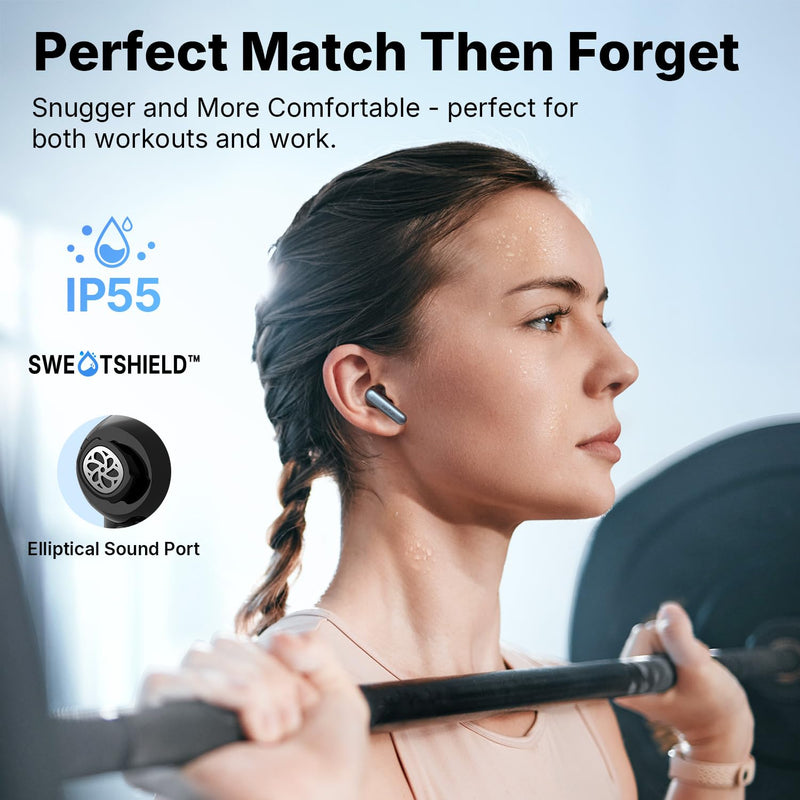 EarFun Air Pro 4i Noise Cancelling Wireless Earbuds, Hi-Res, LDAC, 6 Mics | 6 Mics AI ENC Clear Call, 40H Playtime, Multipoint Connection, Surround Sound, Bluetooth 5.4 Earbuds, Wireless Charging Black