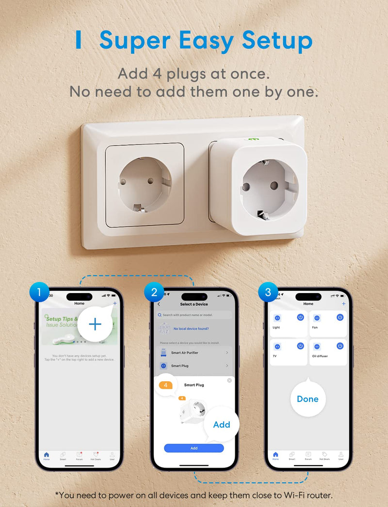 Meross Smart Socket with Current Measurement 16 A, Bluetooth WLAN Socket with Timer, Voice and Remote Control, Electricity Meter for Balcony Power Plant, Works with Alexa, Google Home, Pack of 2 WiFi socket with current measurement 2St.