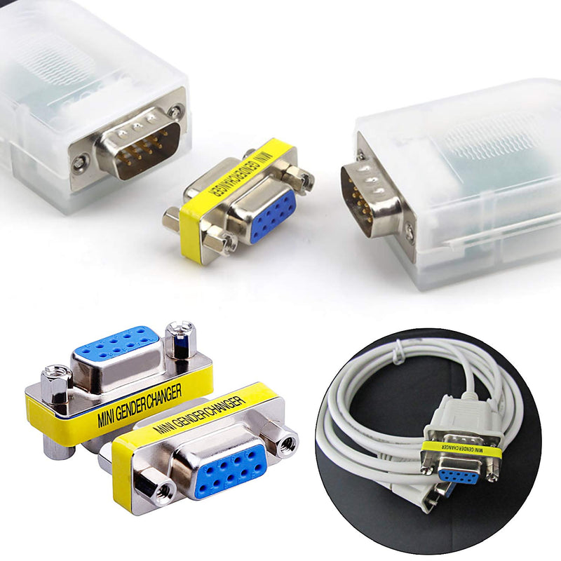 abcGoodefg 9 Pin DB9 Cable Gender Changer Female to Female VGA Gender Changers Coupler Adapter 10 Pack DB9 Female to Female