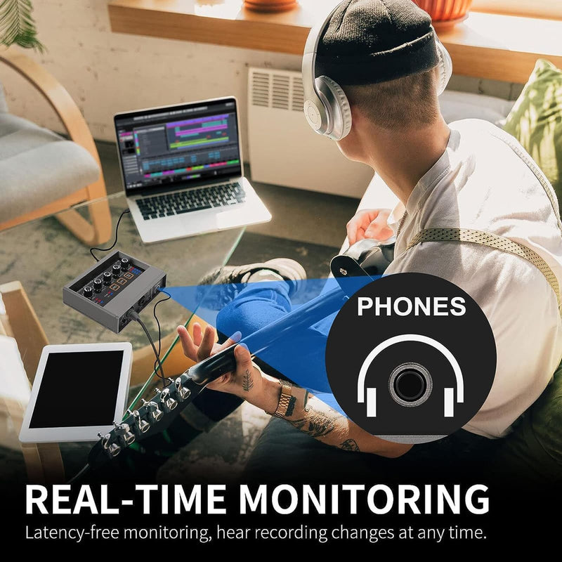 USB Audio Interface for PC with Touch Model, AudioBox Mic Preamps 16 bit/48 kHz Phantom Power XLR 48V Audio Interface for Recording Music, Live Streaming and Podcasting Recording Q16