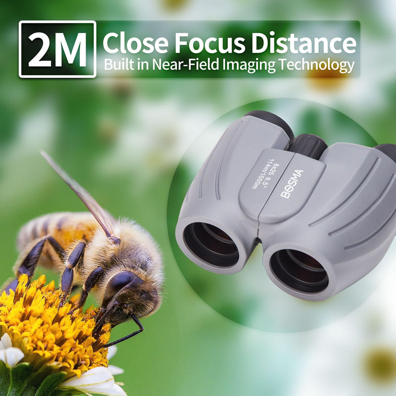 [AUSTRALIA] - BOSMA 8x25 High-Definition Compact Binoculars, BAK4 Prism, Wide Eyepiece, Waterproof, for Birdwatching and Outdoor Adventures, 2m Close Focus, Perfect for Adults and Kids 