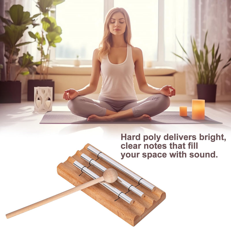Natural Wood Durable Meditation Chimes, Mindfulness Single/Trio Hand Bell, Music Classroom Supplies Teacher Tools, Percussion Instrument Reminder for Prayer Yoga Eastern Energies Music Eid Trio