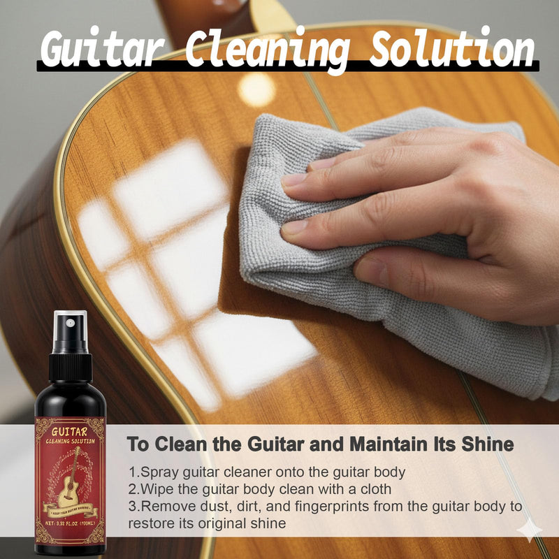 [AUSTRALIA] - 9pcs Guitar Cleaning Kit with Fret Polish, Guitar Cleaner Prevents Wear, Fading, and Cracking, While Keeping Your Instrument in Its Best Appearance and Sound Quality at All Times 
