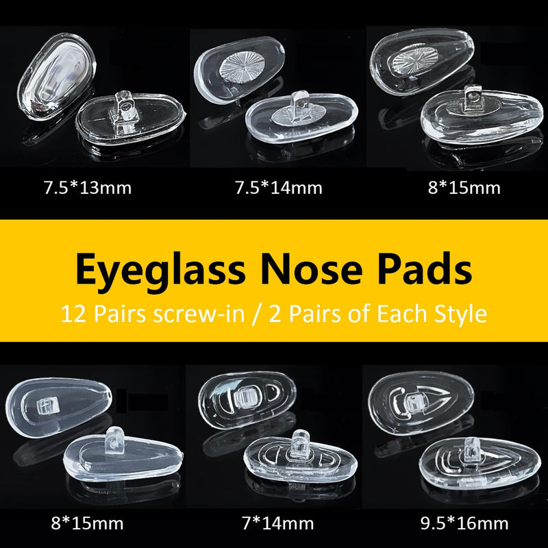 Eyeglass Repair Kit, 24 Types Screws for Eyeglass, Wide Range of Frame Screws, Hinge Screws, Nose Pads Screws - Essential Eye Glasses Repairing Kit Tool