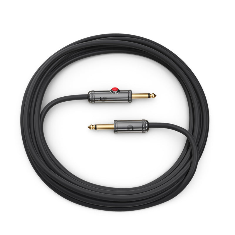 D’Addario 15' Circuit Breaker Instrument Cable with Latching Cut-Off Switch, Straight Plug, by D'Addario, 1/4", (PW-AGL-15) 15 feet