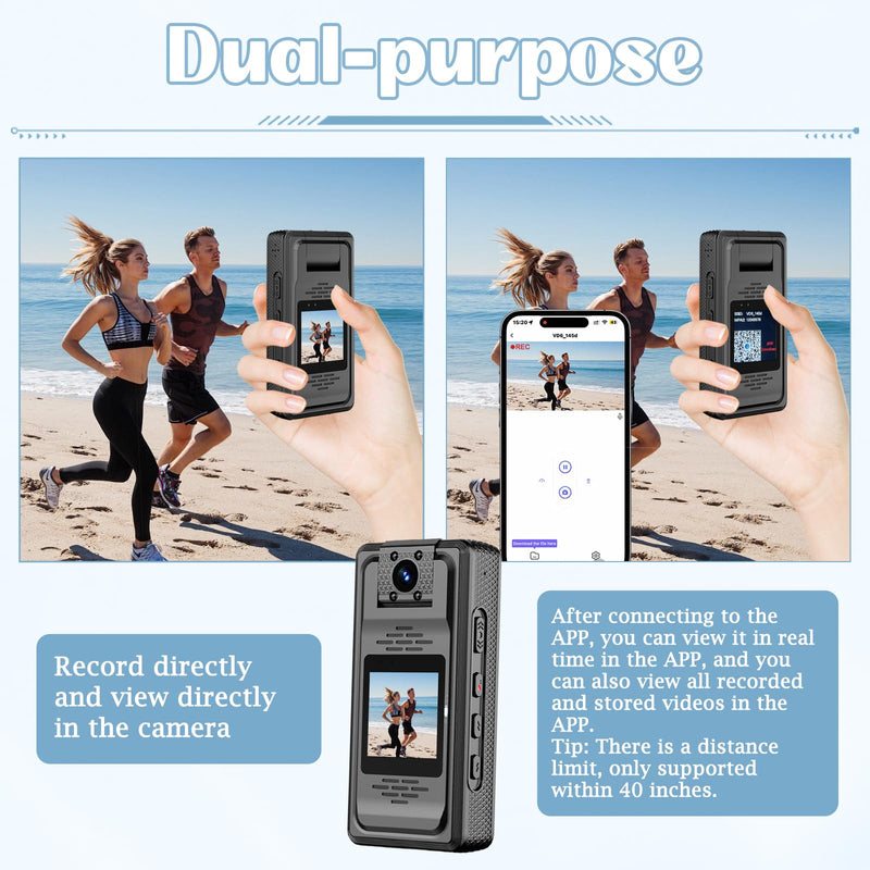 Valentines Gift Body Camera 2K BodyCam with Audio and Video Recording, Mini Camcorder with 64GB SD Card Night Vision Small POV Wearable Clip on Camera for Sports Police Vlog