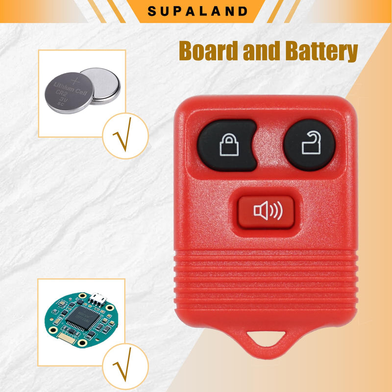 SUPALAND Key Fob Replacement Fits for Ford Mustang Focus Explorer Expedition Taurus Escape Edge Thunderbird Lincoln Town Car 1999-2014 Keyless Entry Remote Control CWTWB1U311 4-Button Red 2PCS