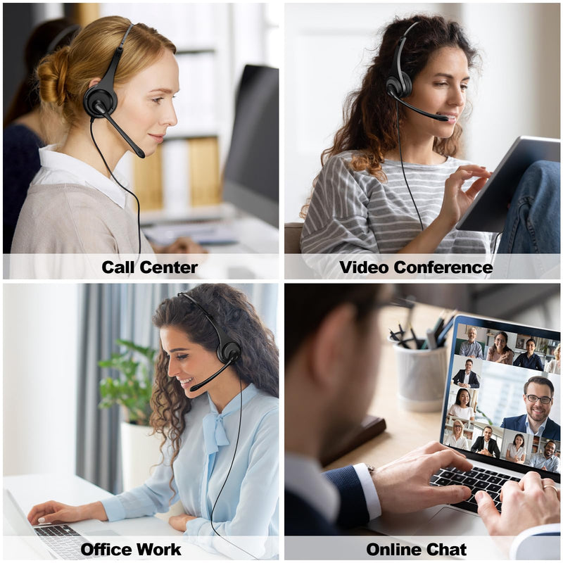 [AUSTRALIA] - Voistek USB Headset with Microphone,Wired On Ear Computer Headphones with Noise Cancelling Microphone for Laptop PC,in-line Control for Work, Office, Teams, Zoom, Skype, Online Class Dual Ear 