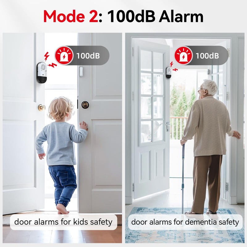 Sanjie Door Window Alarms - 5 Pack,125dB,Volume Control,Window Door Open Alarm Sensors for Kids Safety/Dementia/Pool,Wireless Sensors Keep Your Home Security,Easy to Install,Long Battery Life silver